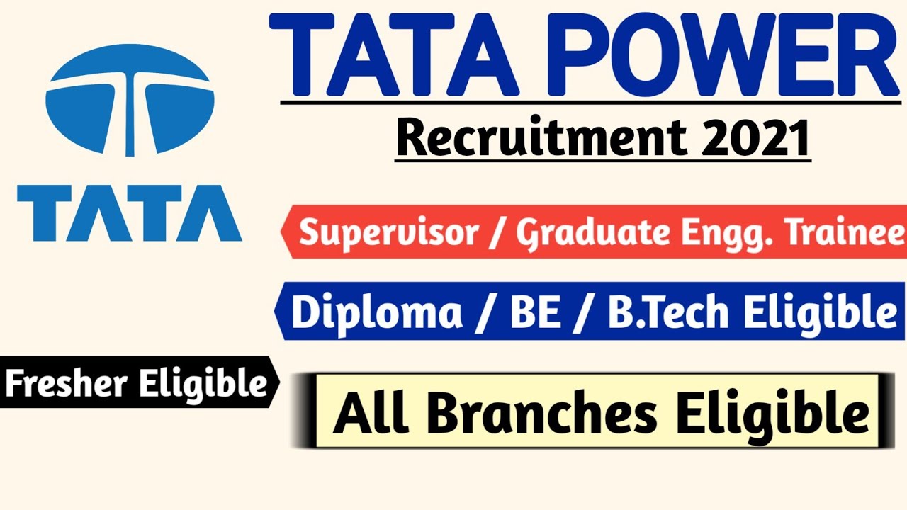 Tata power Jobs 2021|Diploma/BE/B.tech|All Branch Eligible|Recruitment 2021|Job Vacancy 2021|Mnc Job