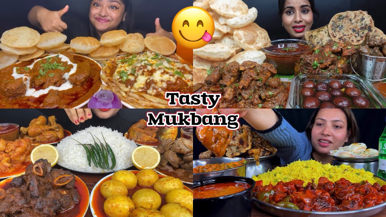 ASMR EATING SPICY CHICKEN CURRY🥵🔥🤤, MUTTON CURRY, EGG CURRY, CHILLI POTATOS, FISH CURRY, SWEETS