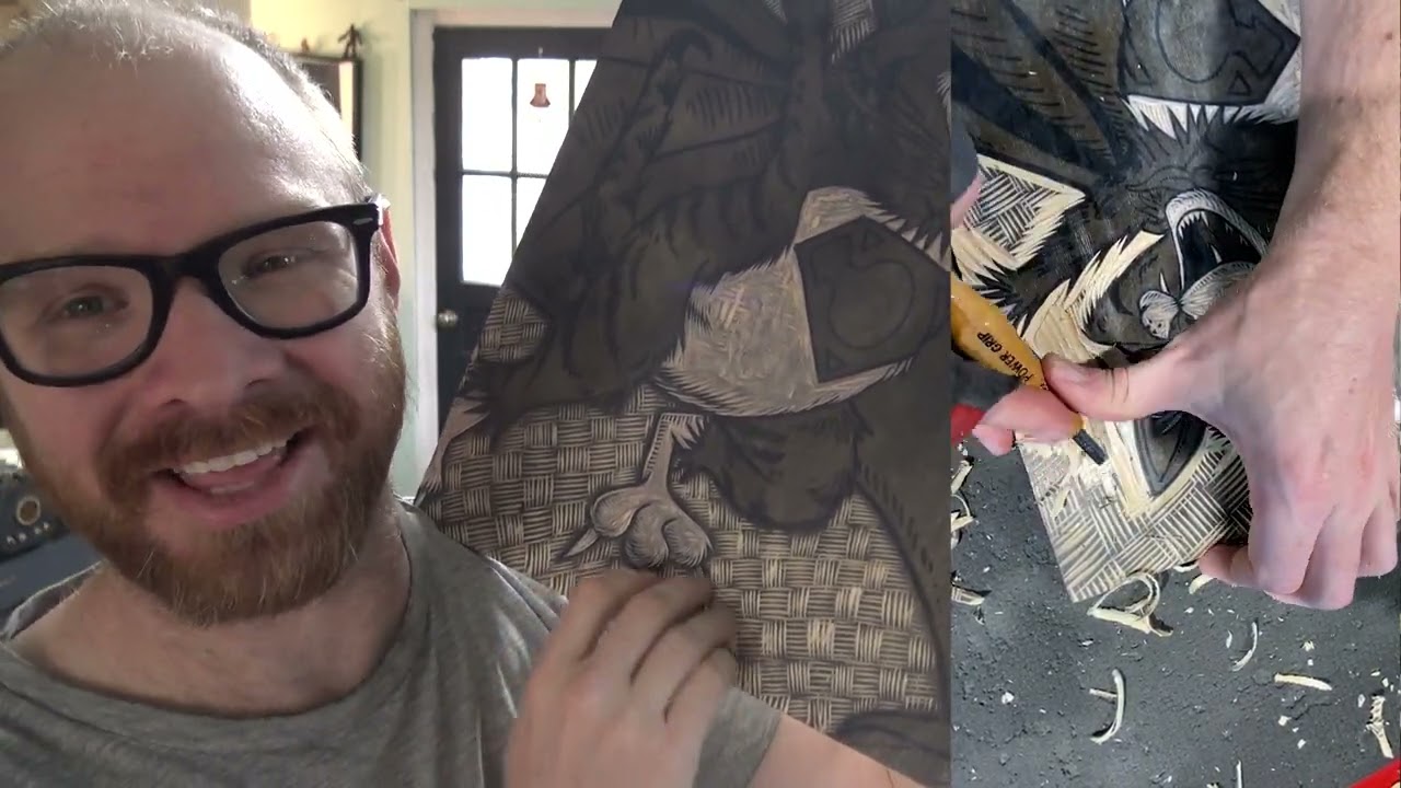 Noosh Vlog #100!!: Super Cat - a 5 color reductive relief print