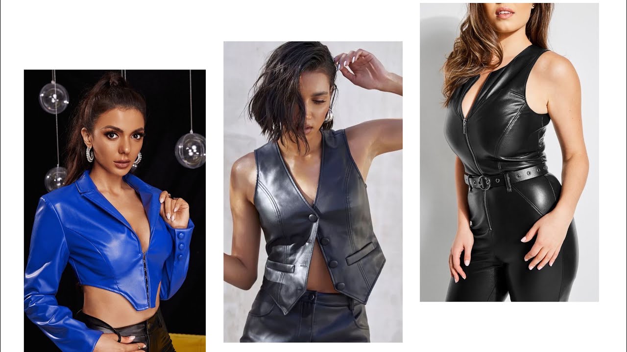 Beautiful Leather Vest Outfit Ideas For Girls For Parties and function