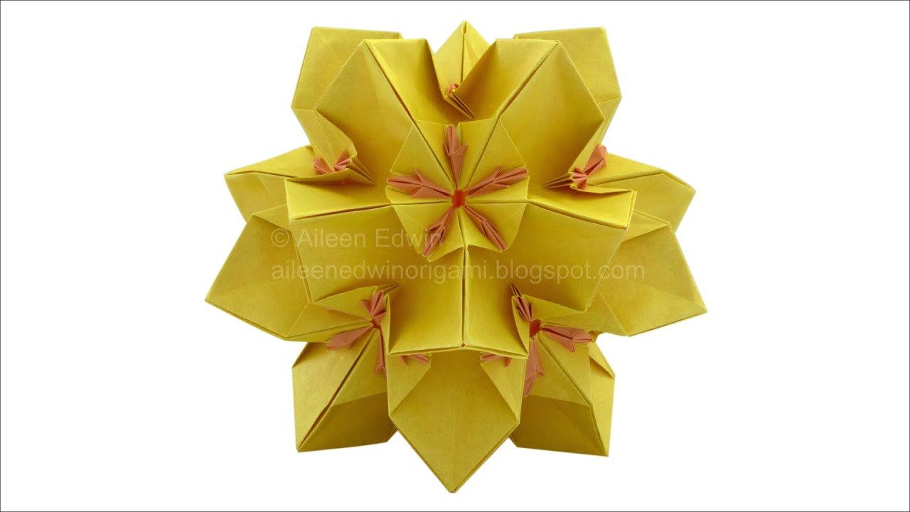 Origami Dual-Coloured Kusudama (Aileen Edwin) Video Tutorial *HD*