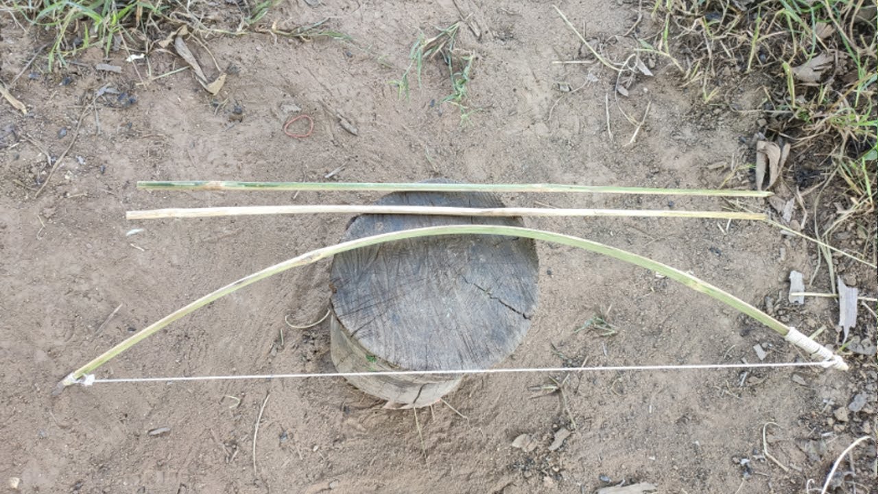 How to make Bow and Arrow with Bamboo, Easy Bow shooting test