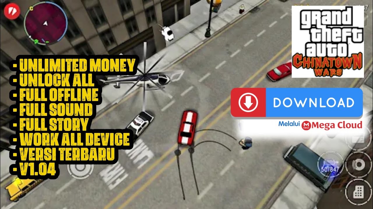 TERBARU! DOWNLOAD GAME GTA CHINATOWN WARS APK + MOD (UNLIMITED MONEY) V1.04 NO PASSWORD