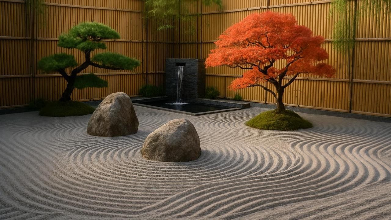 Garden Design Ideas - Modern Japanese Zen Style Home Garden with a small WaterFall (Water Feature)