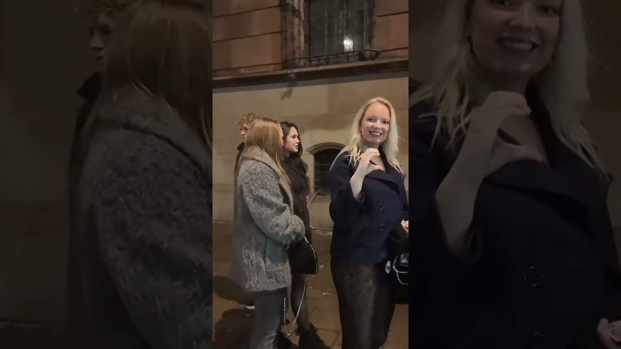 Nightlife in Stockholm 4K Stunning #walkthrough #shorts #stockholmwalk #snow #girls #snowynight