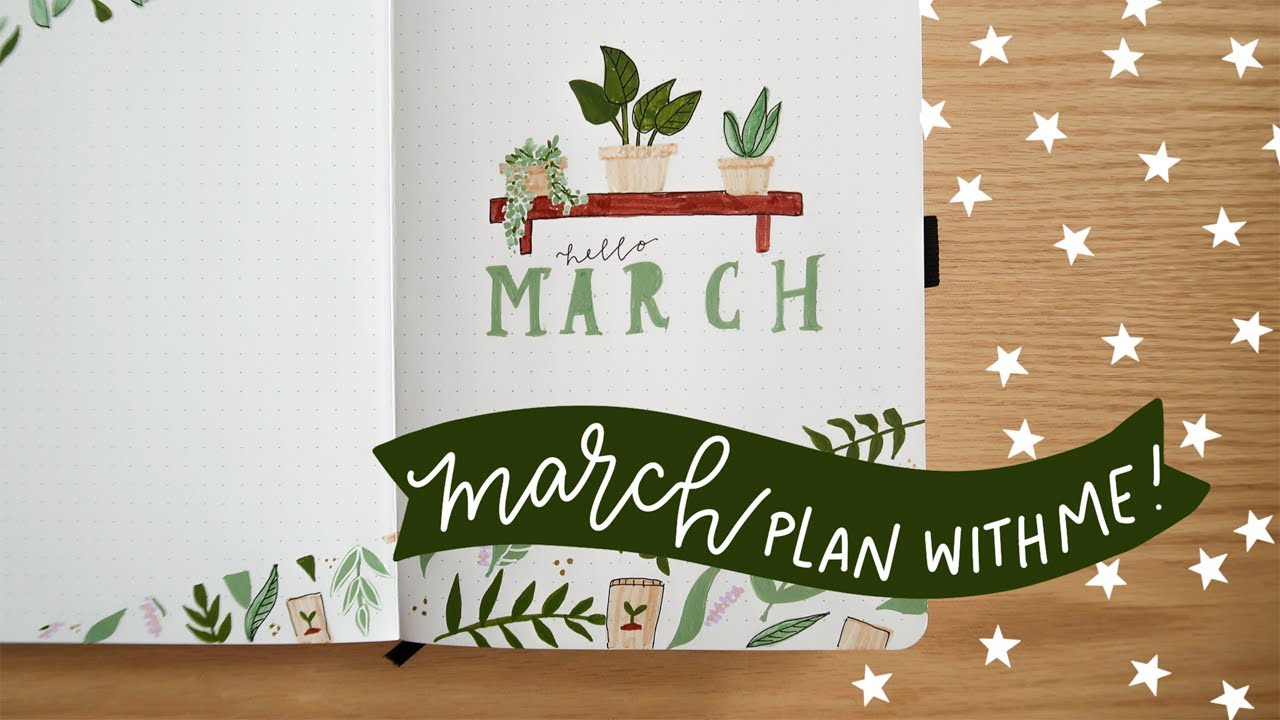 march 2021 plan with me 🌱 plant shop bullet journal theme