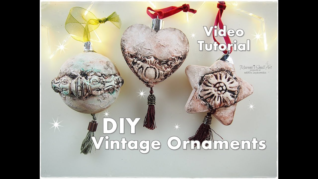 DIY Vintage Mixed Media Clay Ornaments ♡ Maremi's Small Art ♡