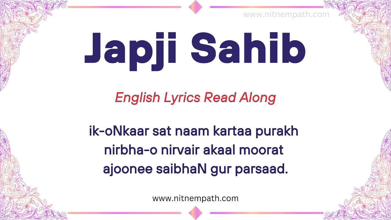 Japji Sahib with English Translation - Read Along - Japji Sahib in English Lyrics