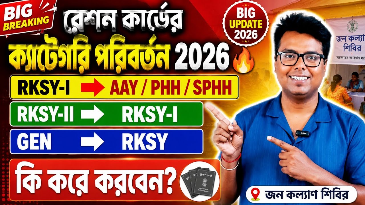 West Bengal Ration Card Changes 2026: RKSY 1 to AAY, RKSY 1 to PHH, RKSY 2 to RKSY 1: Online & Of...