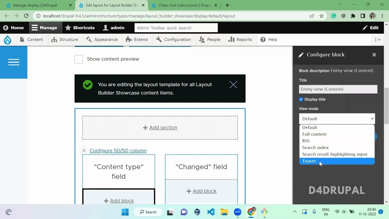 Ctools module to render entity view mode in layout builder Drupal 9 | D4Drupal