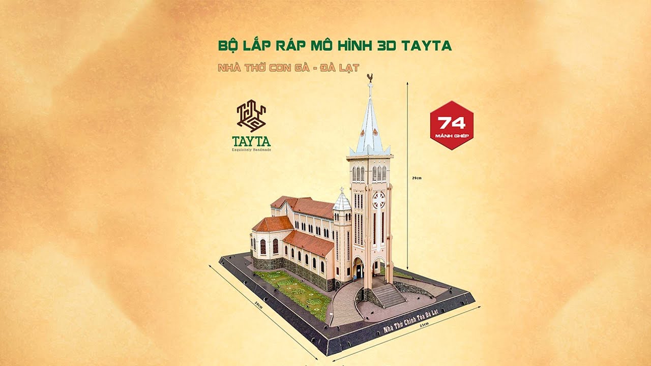 Lắp Ghép Mô Hình 3D Nhà Thờ Chính Tòa Đà Lạt Trong 9 Phút | Bộ Lắp Ráp | TAYTA