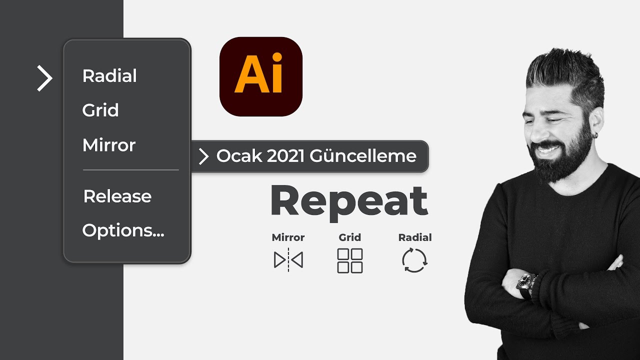 Adobe illustrator Dersleri | Repeat 2021 (Radial, Grid Mirror)
