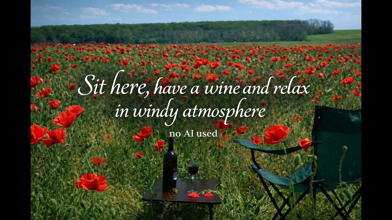 ASMR Windy Flowers Field 🌺 | Sit, Have a Glass of Wine & Relax | No AI