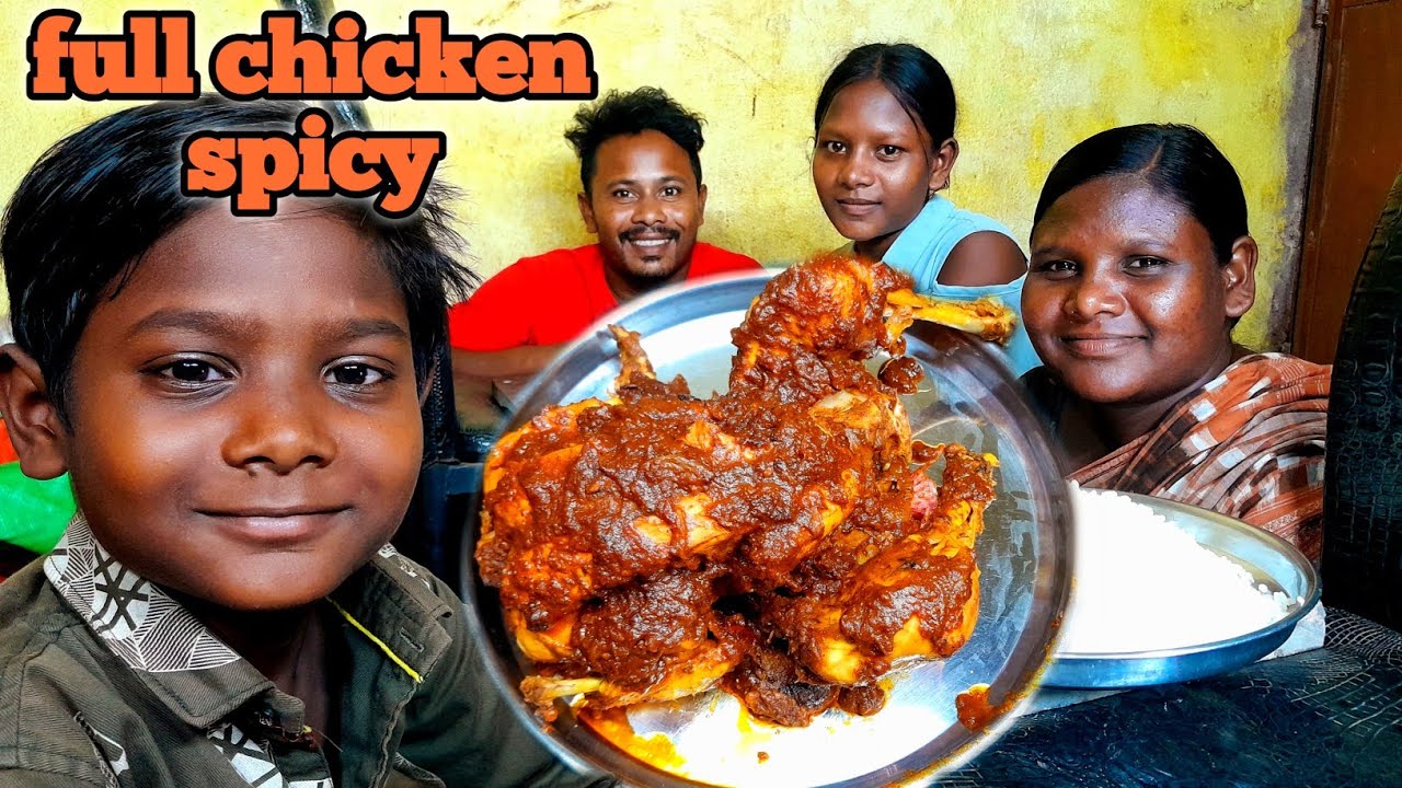 Full Chicken Spicy | Eating Show And Full Chicken | Extra Masala Adivasi Style