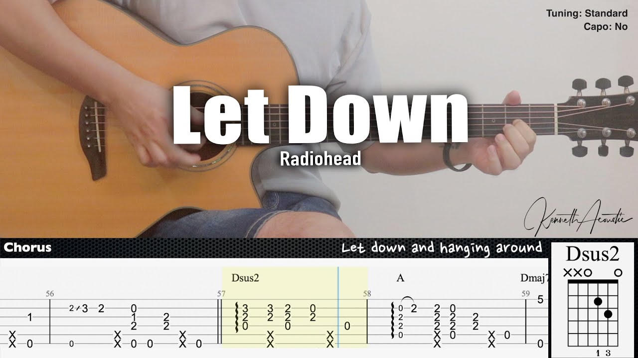Let Down - Radiohead | Fingerstyle Guitar | TAB + Chords + Lyrics