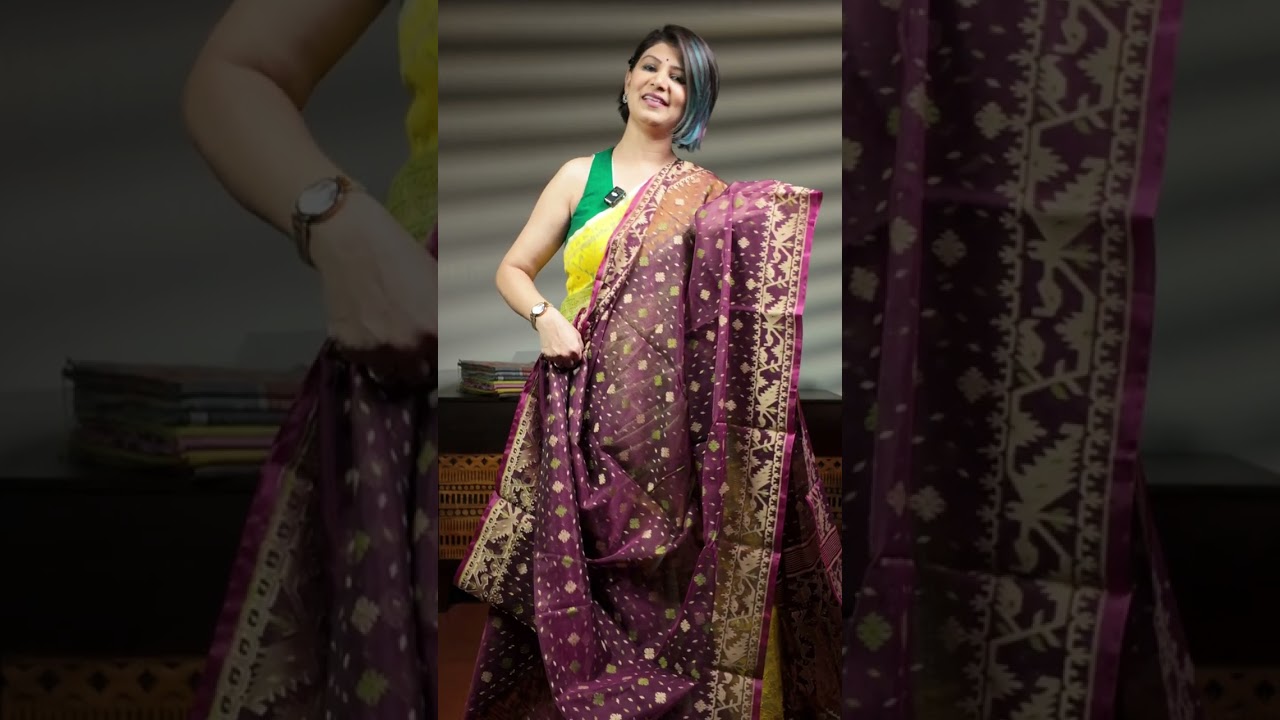 Refreshing Jamdani sarees by MOU PRINTS/9831575641