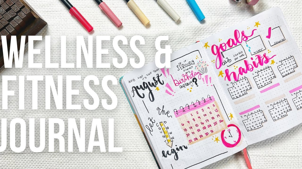 August 2023 Fitness, Health and Weight Loss Bullet Journal | 2023 BuJo Idea | Breána Kechelle