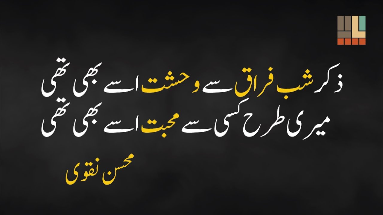 Zikr e Shab e Firaq Se Wahshat Use Bhi Thi | Mohsin Naqvi | Heart Touching Urdu Poetry | Yadein