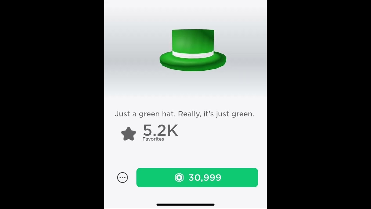Roblox New Limited Green Top Hat with White Band