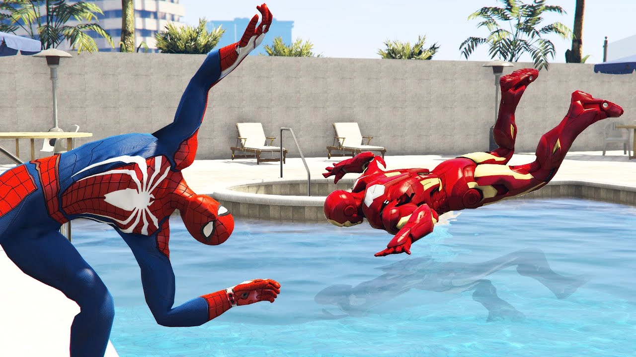 GTA 5 SPIDERMAN vs IRON MAN | Water Ragdolls Fails/Jumps ep.6 (Euphoria Physics Funny Moments)