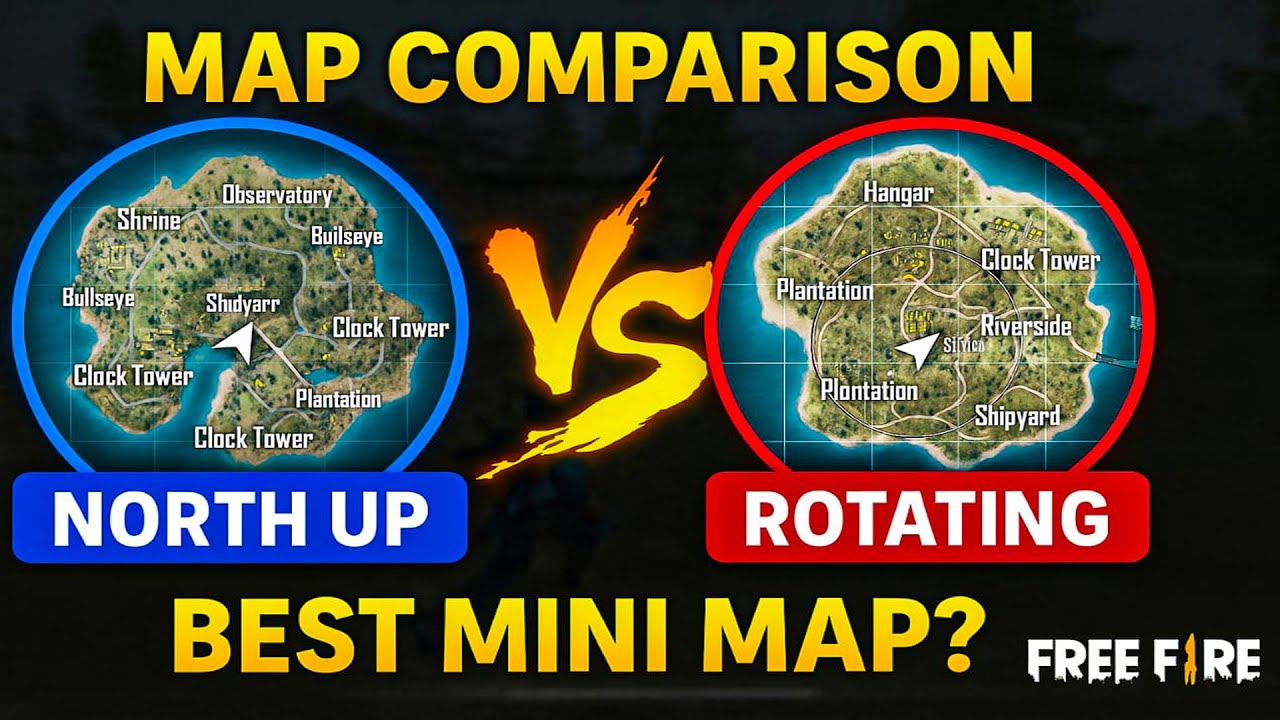 Free Fire North UP Map Vs Rotating Map Which Is Better | Free FIre Ke Liye Konsa Mini Map Achha Hai