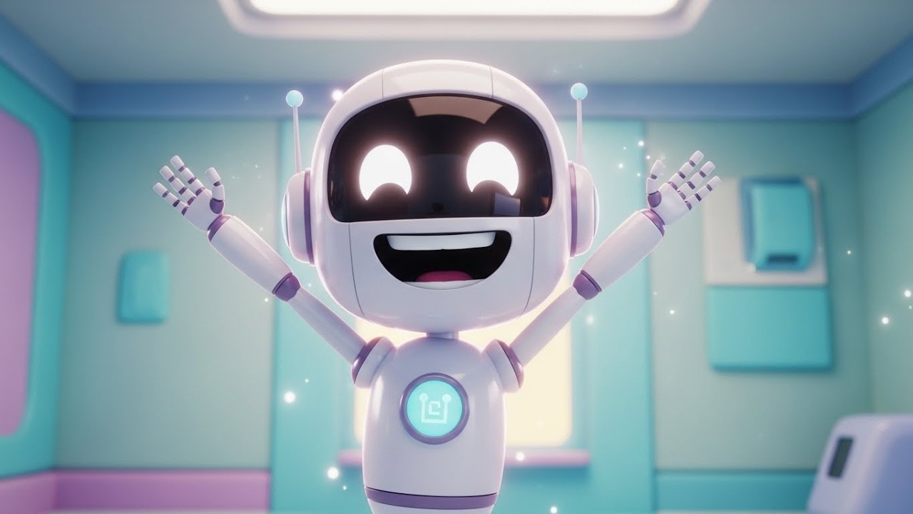 Забавный робот учится махать рукой в знак приветствия 🤖 | Мультфильм для детей и весёлые приключения