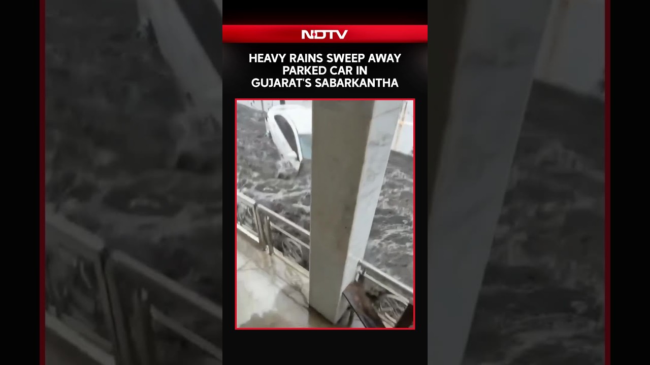 Gujarat Flood | Parked Car Swept Away As Rain Swells Waterway In Idar, Gujarat&rsquo;s Sabarkantha