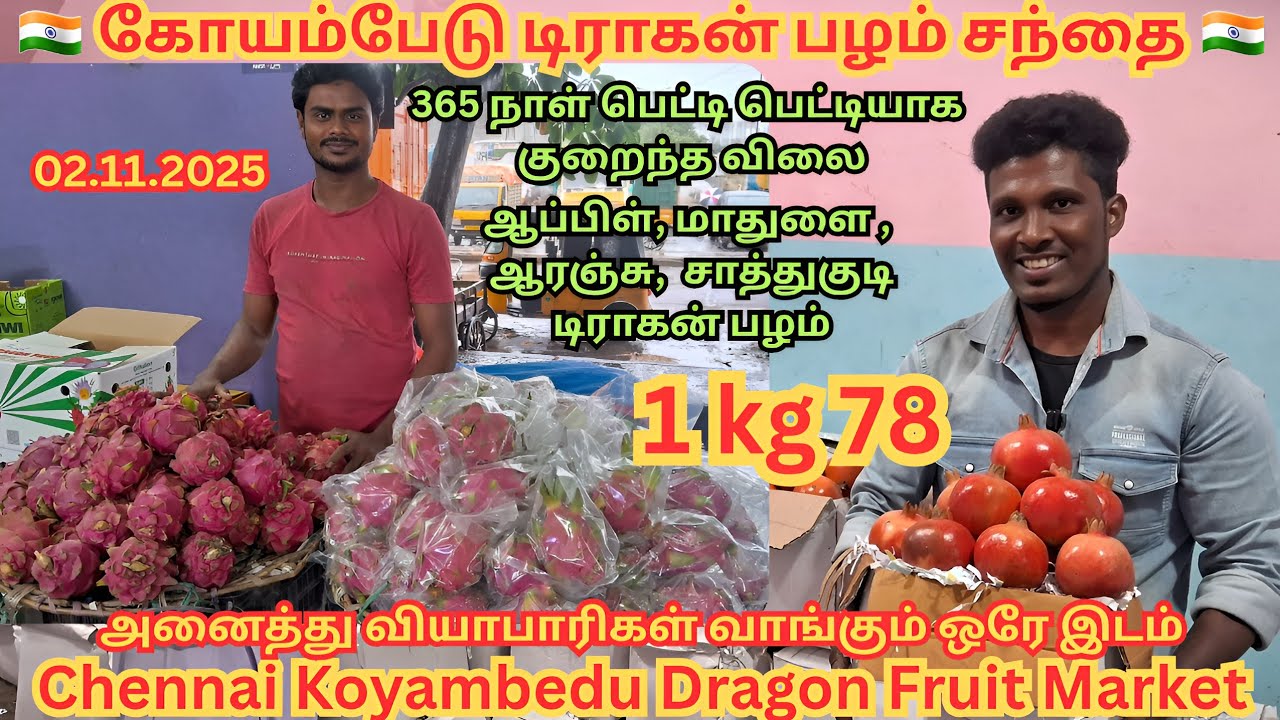 💥💯 Dragon fruit | Apple | Orange | Pomegranate | Sweet Lime | Koyambedu fruits market ma #trending