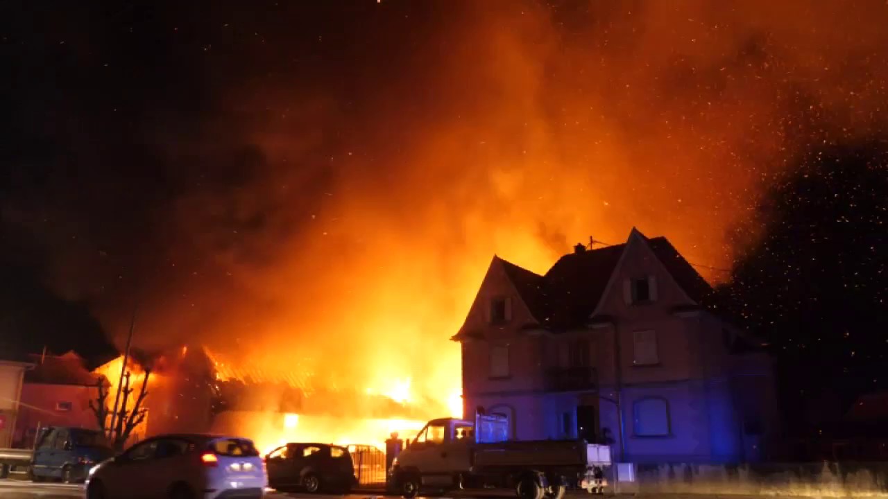 Aspach-le-Bas : violent incendie nocturne