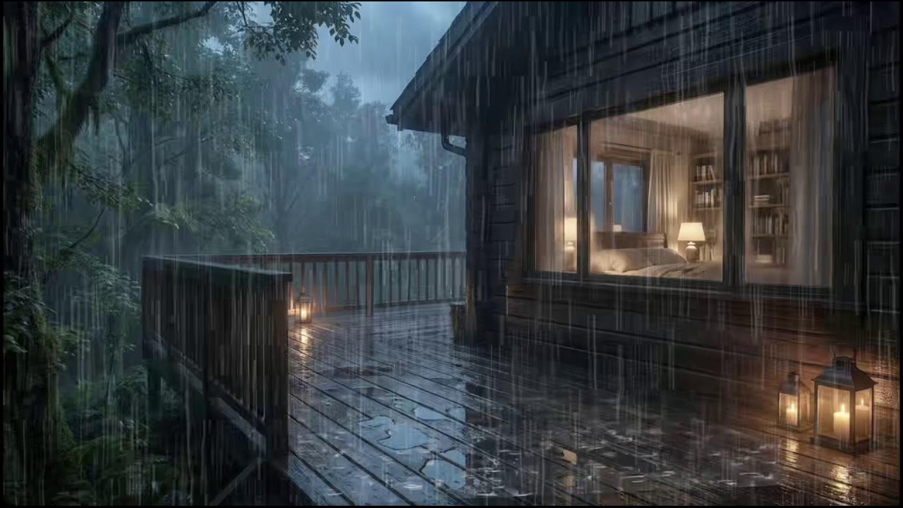 Cozy Forest Cabin Rain at Night 🌙 Relaxing Rain Sounds for Deep Sleep & Stress Relief