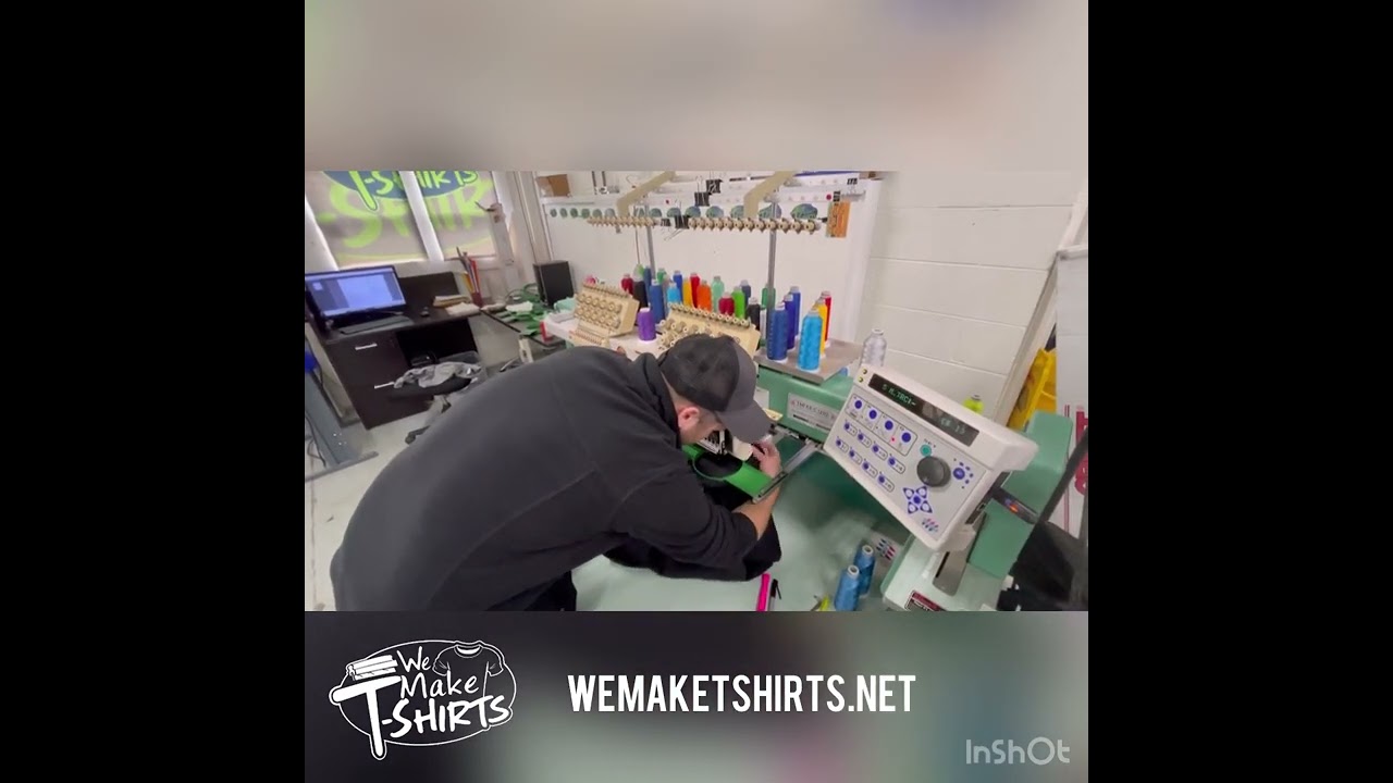 Embroidering Port Authority Soft Shell Jackets on our Tajima machine. We Make T-Shirts - Racine