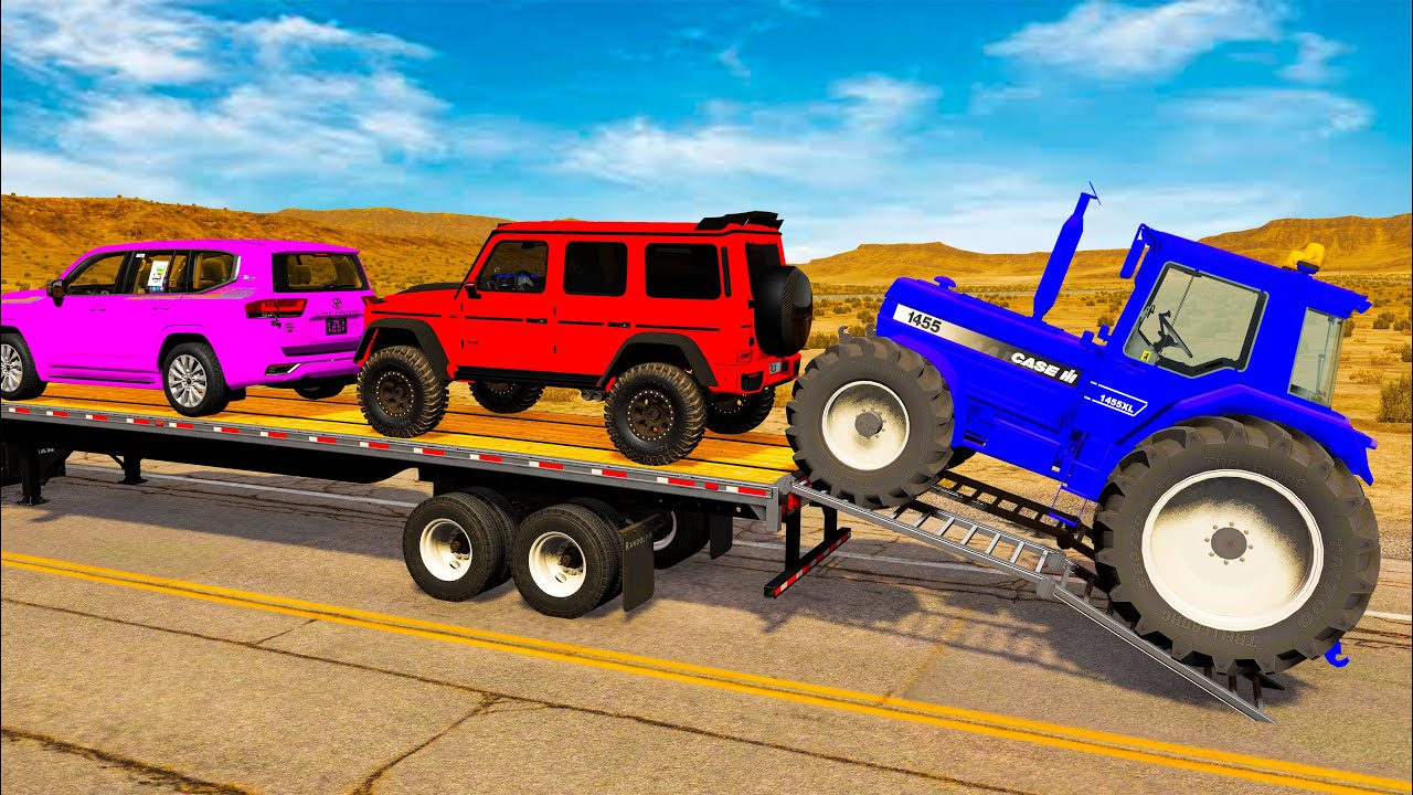 Flatbed Truck BeamnNG Happy Crash | Transportation with Truck - Pothole vs Car #15 - BeamNG.Drive