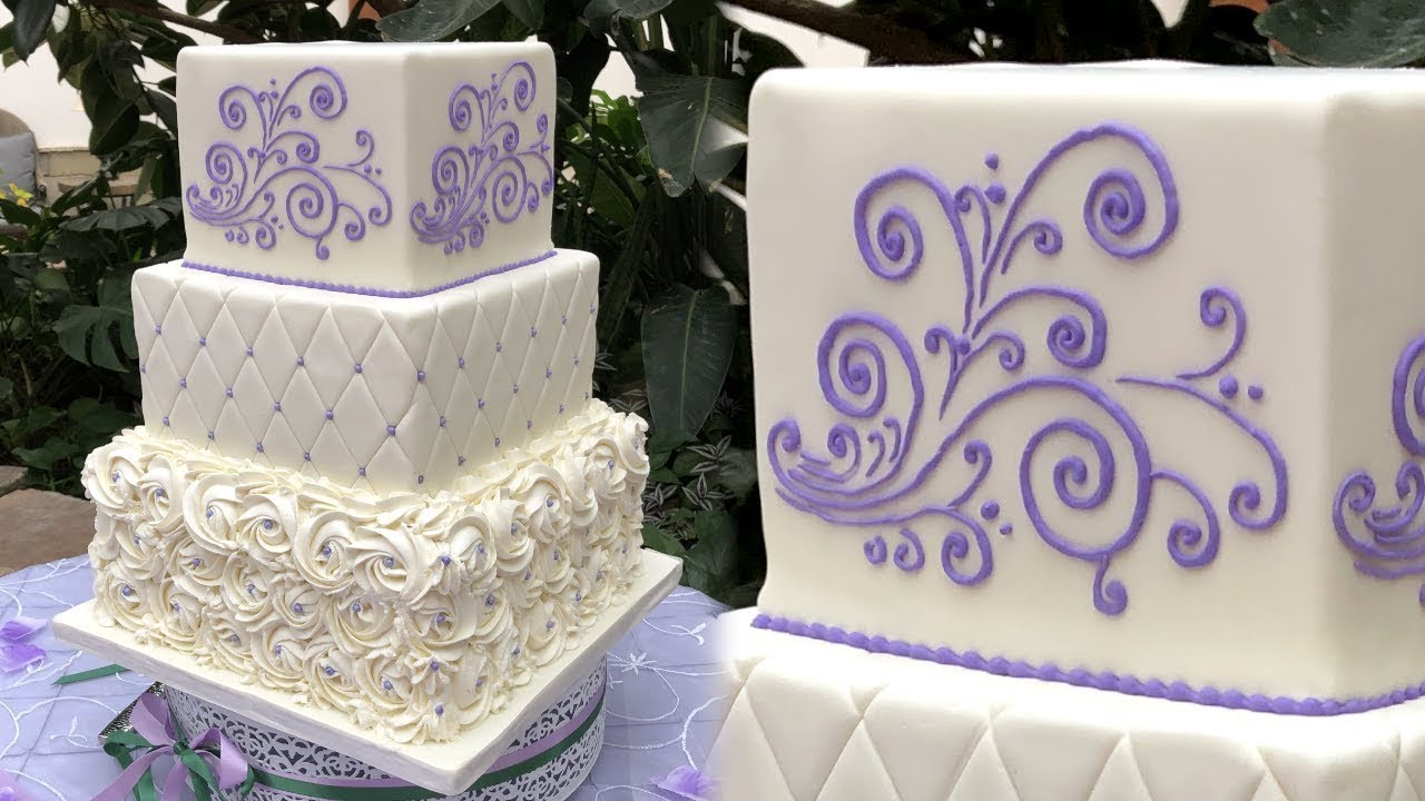 Celebrate a spring wedding with this  lovely  wedding cake design 🍰 Elegant Square Wedding Cake