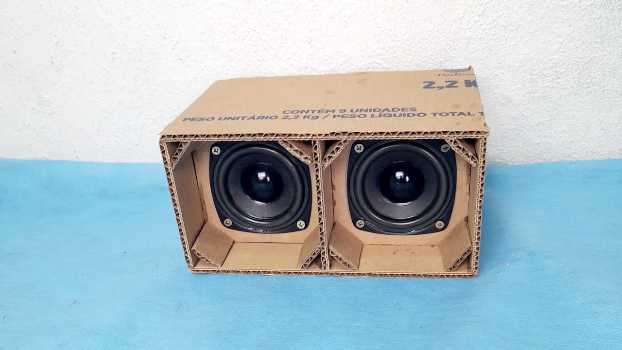 como fazer uma caixinha de som de  grave para alto falante de 3 polegadas no papelão 🔊