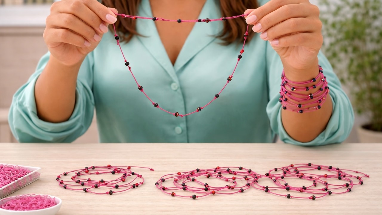 🧵 Isso vira pulseira OU colar (em 5 minutos!)