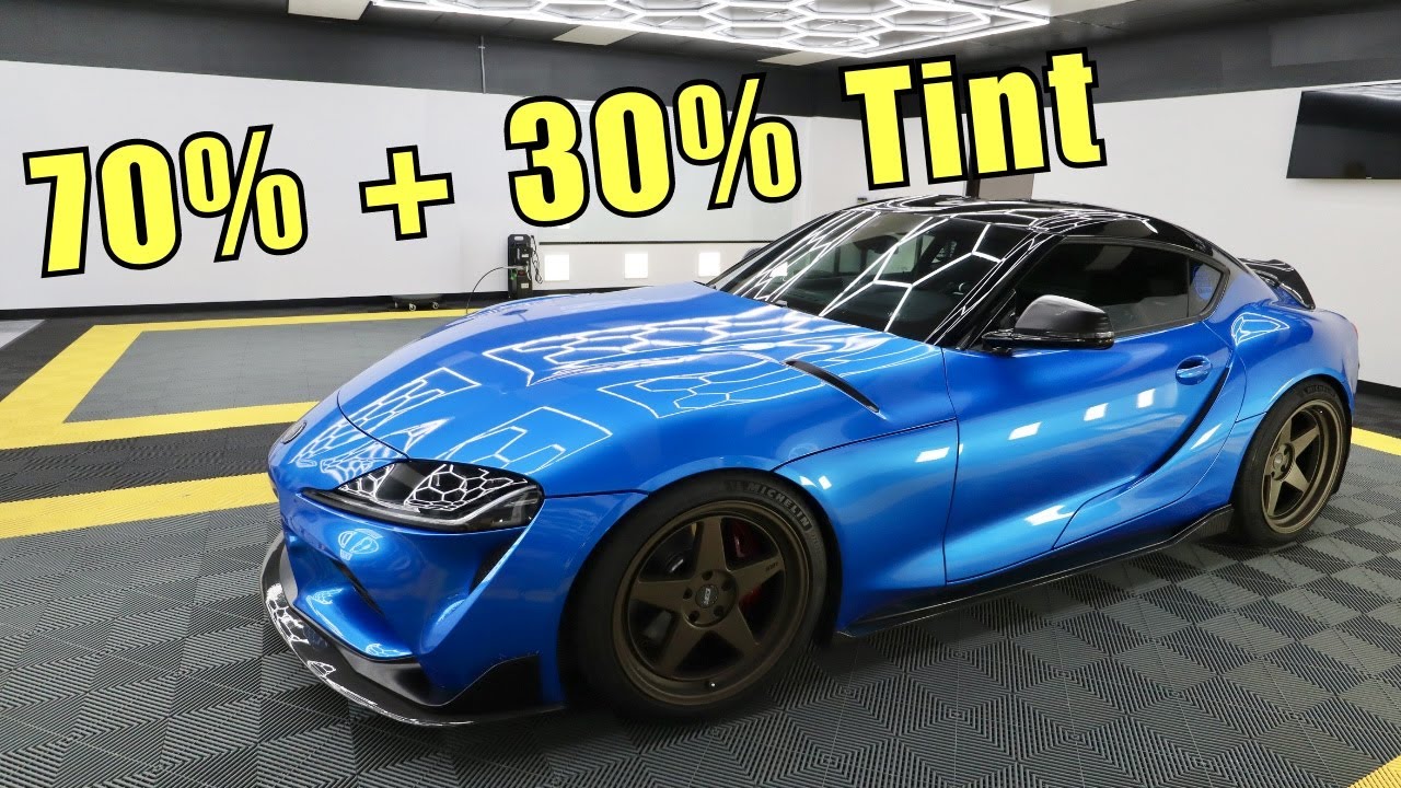 No More Fishbowl! 30% Window and 70% Windshield Tint Before and After Toyota Supra