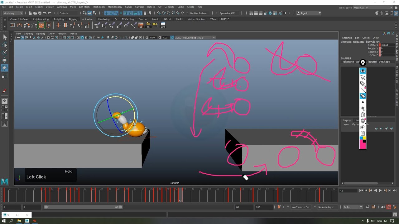 Ball with Tail - 3D Animation Process (Time-lapse)