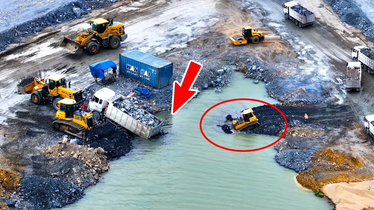 Part 319| OMG! Amazing! Dozer pushing & Heavy Recovery dump truck Stuck in water Deep working now