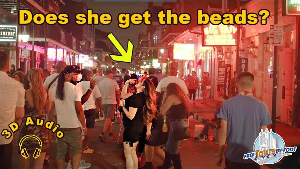 4K Night Walk Down Bourbon Street New Orleans (с объемным звуком)