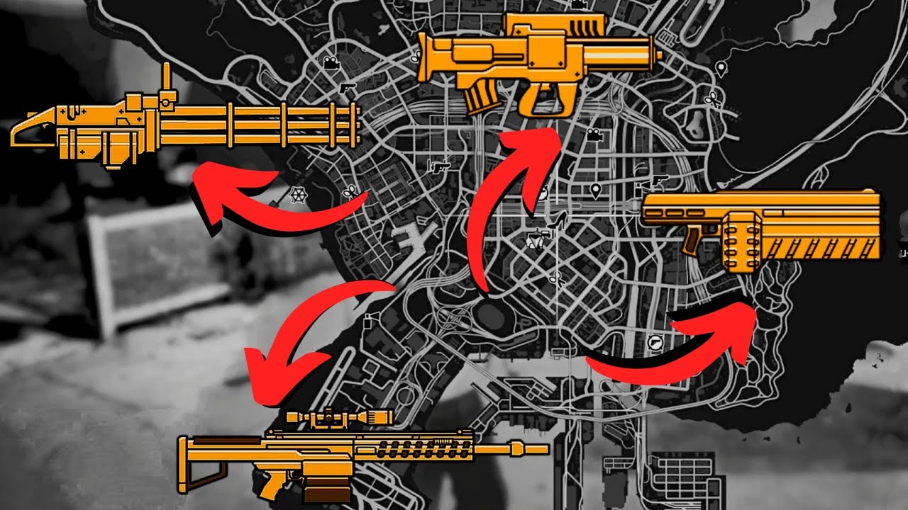 مکان مخفی تمام اسلحه های کمیاب جی تی ای وی| (PC,PS4,PS5, XBOX)GTA5