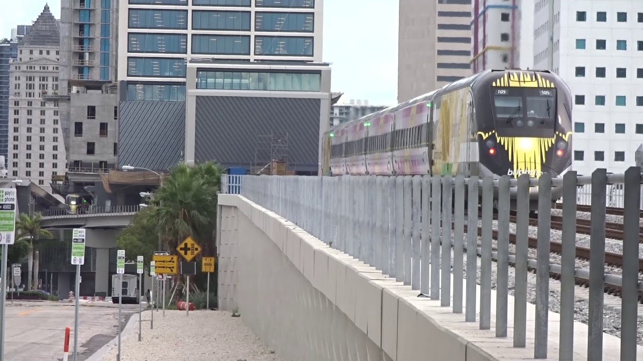TWO brightline Trains arriving and Departing Miami Central Station!
