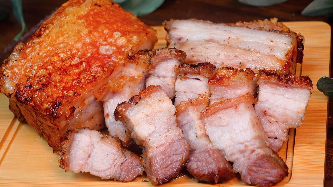 Easy Air Fryer Crispy Pork Belly Recipe 💯 Char Siu Pork With Crispy Skin