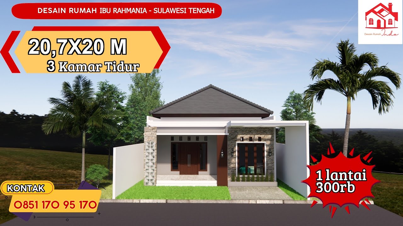DESAIN RUMAH INDO MODEL MINIMALIS UKURAN 8 X 15M 1 LANTAI (Ibu Rahmania Sulawesi Tengah)