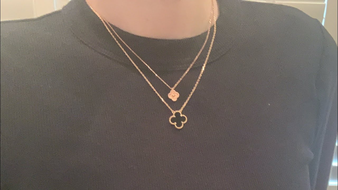 Van cleef and Arpels vintage alhambra necklace onyx (vs sweet alhambra) unboxing with mod shots