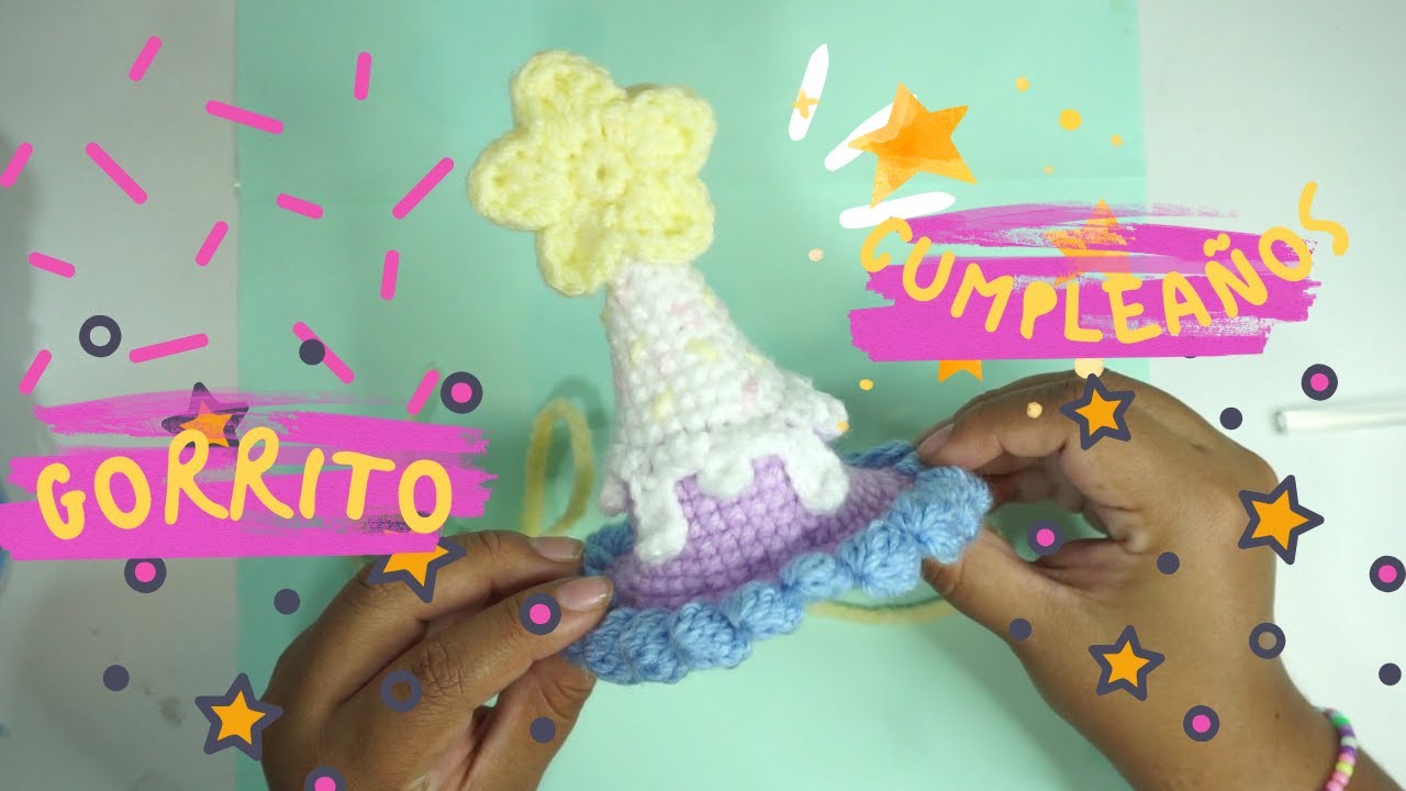 Gorrito de cumpleaños tejido a crochet | Gorrito de cumpleaños en tendencia.