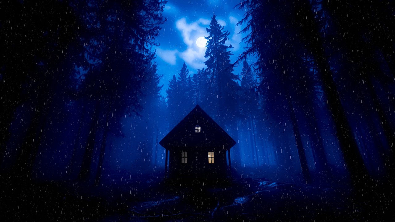 Night Rain & Forest Cabin Ambience 🌧️ Calming Sounds for Insomnia Relief