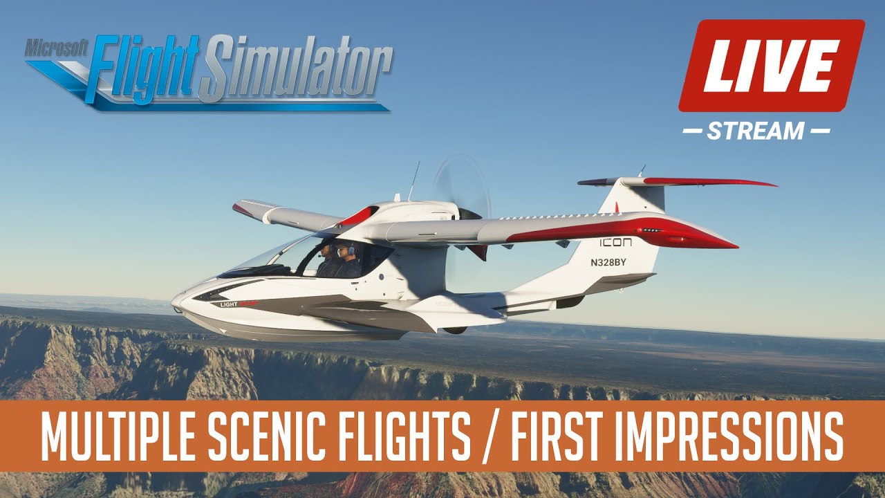 Microsoft Flight Simulator 2020 Release Day Live Stream  Multiple Scenic Flights & First Impression