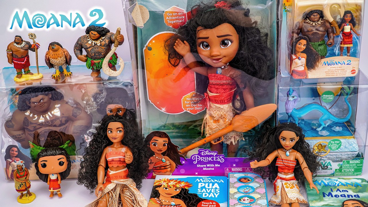 Unboxing Disney Moana 2 Toys Collection ASMR| Moana & Maui Petite Playset| Moana Adventure Canoe Set