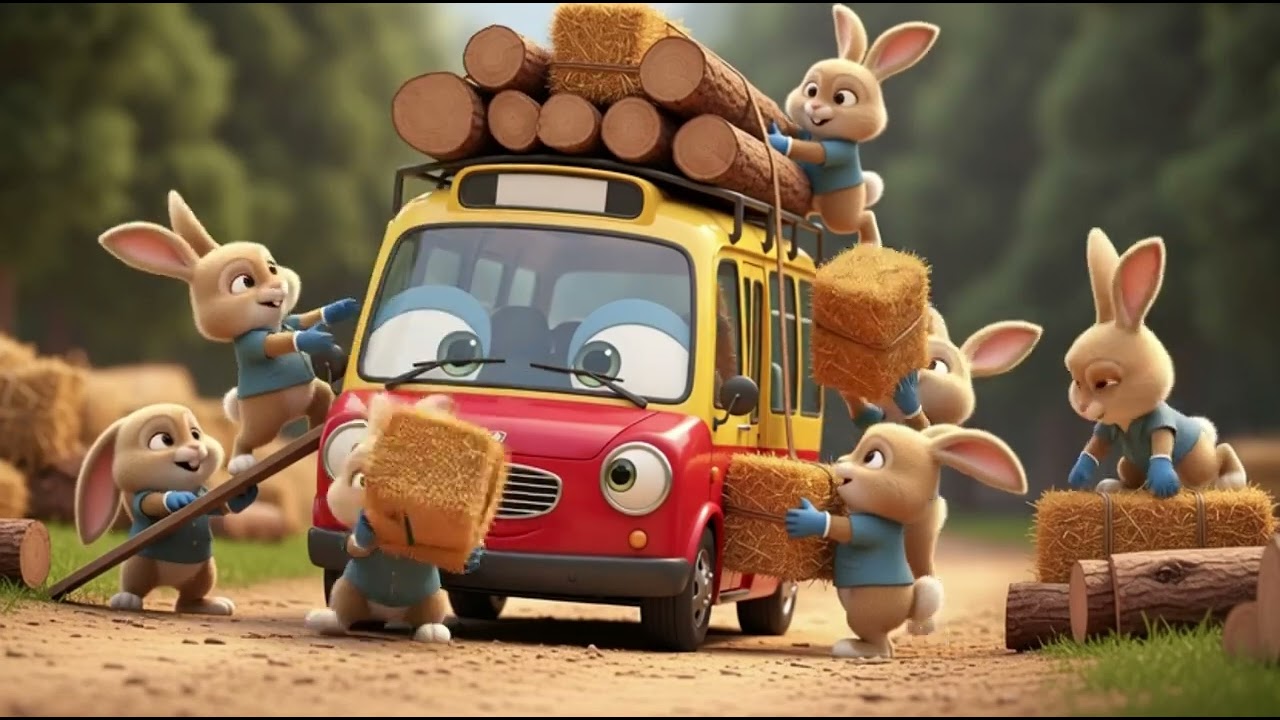 Minibus Helps Bunnies Build a Cozy Tunnel 🚌🐰🛠️ | Helping Song | Nursery Rhymes & Kids Songs