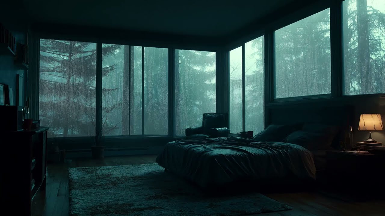 Relaxing Rain on Window in a Forest Bedroom - Soothing Nature Sounds for Sleep and Dreams